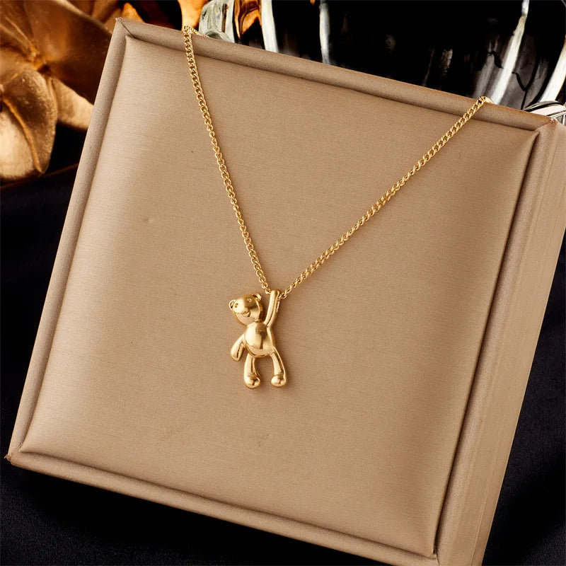 Golden Teddy Bear Necklace