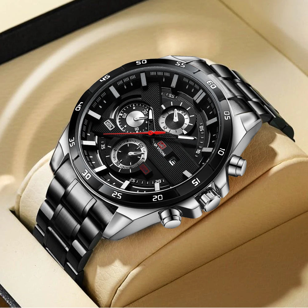 MEN'S SPORTS WATCH – BLACK STAINLESS STEEL