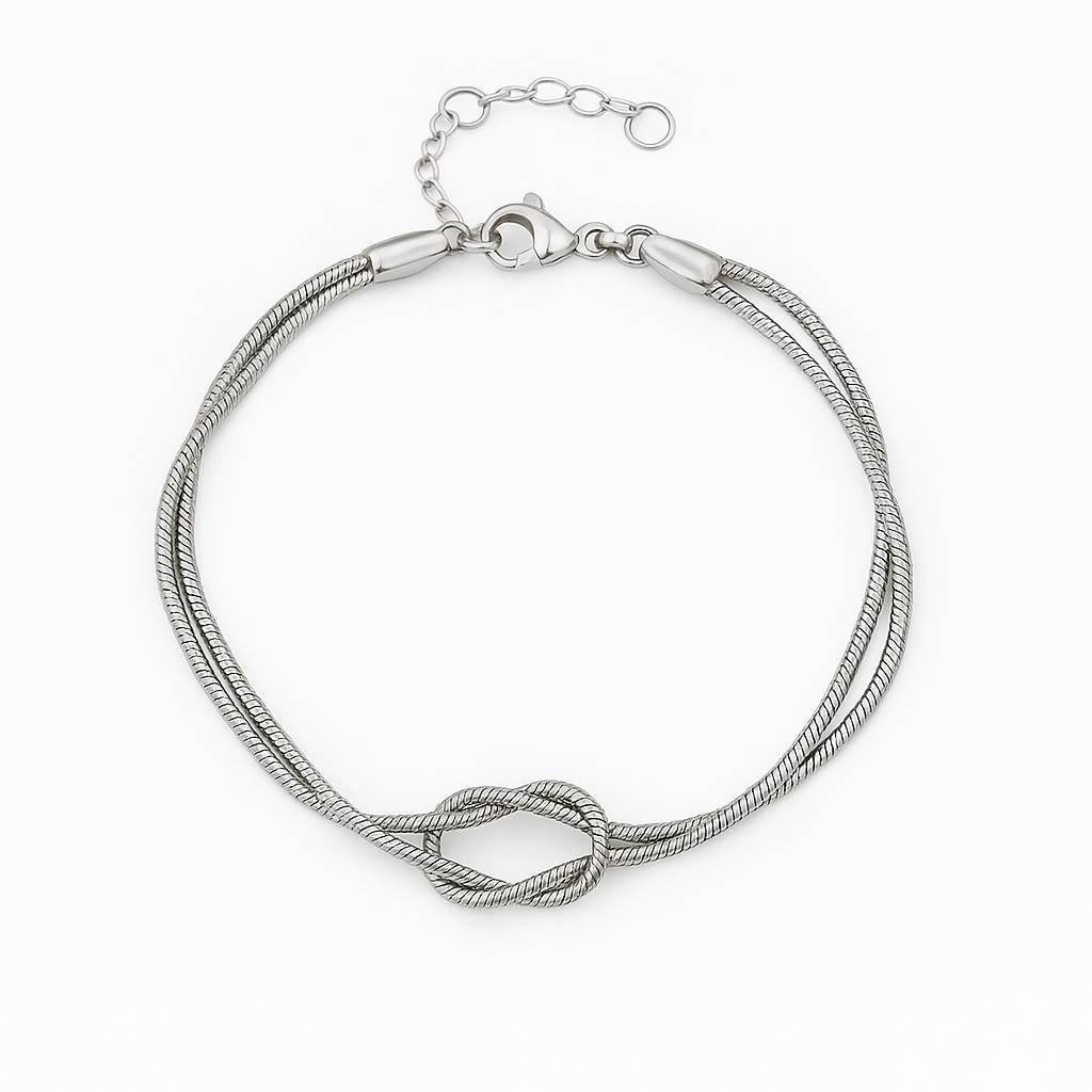 Pulseira em Aço Inoxidável com Nó Elegante