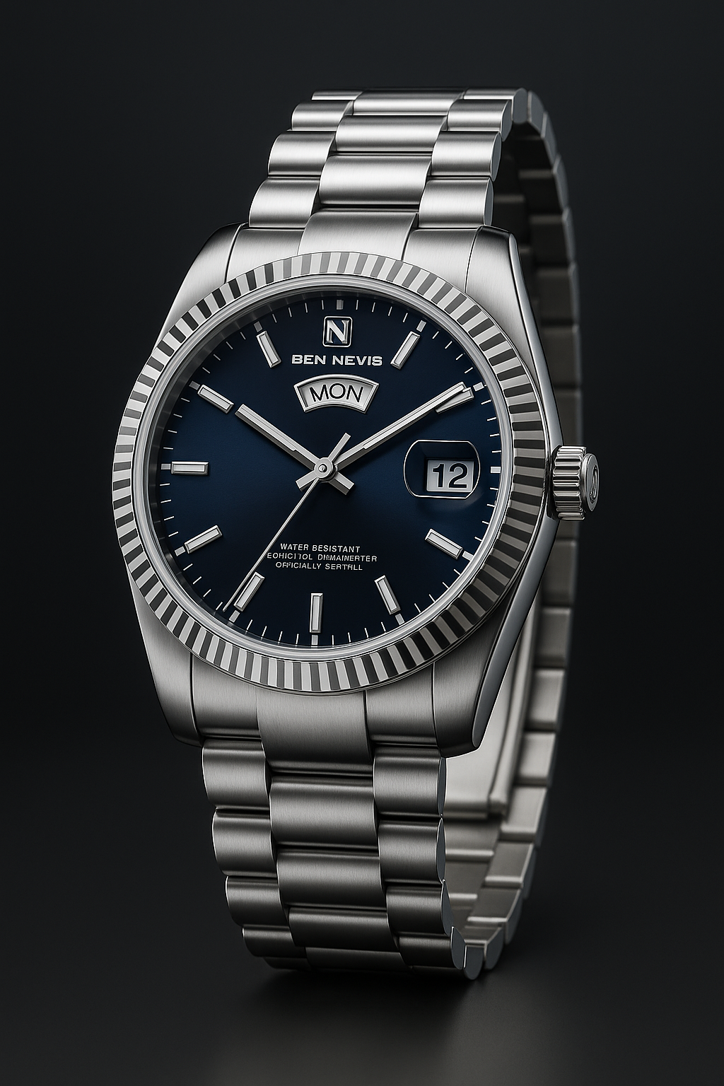 Relógio Masculino De Luxo Em Aço Inoxidável Com Dia e Data — Mostrador Azul