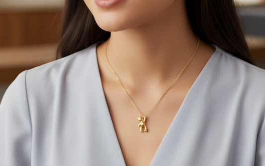Golden Teddy Bear Necklace