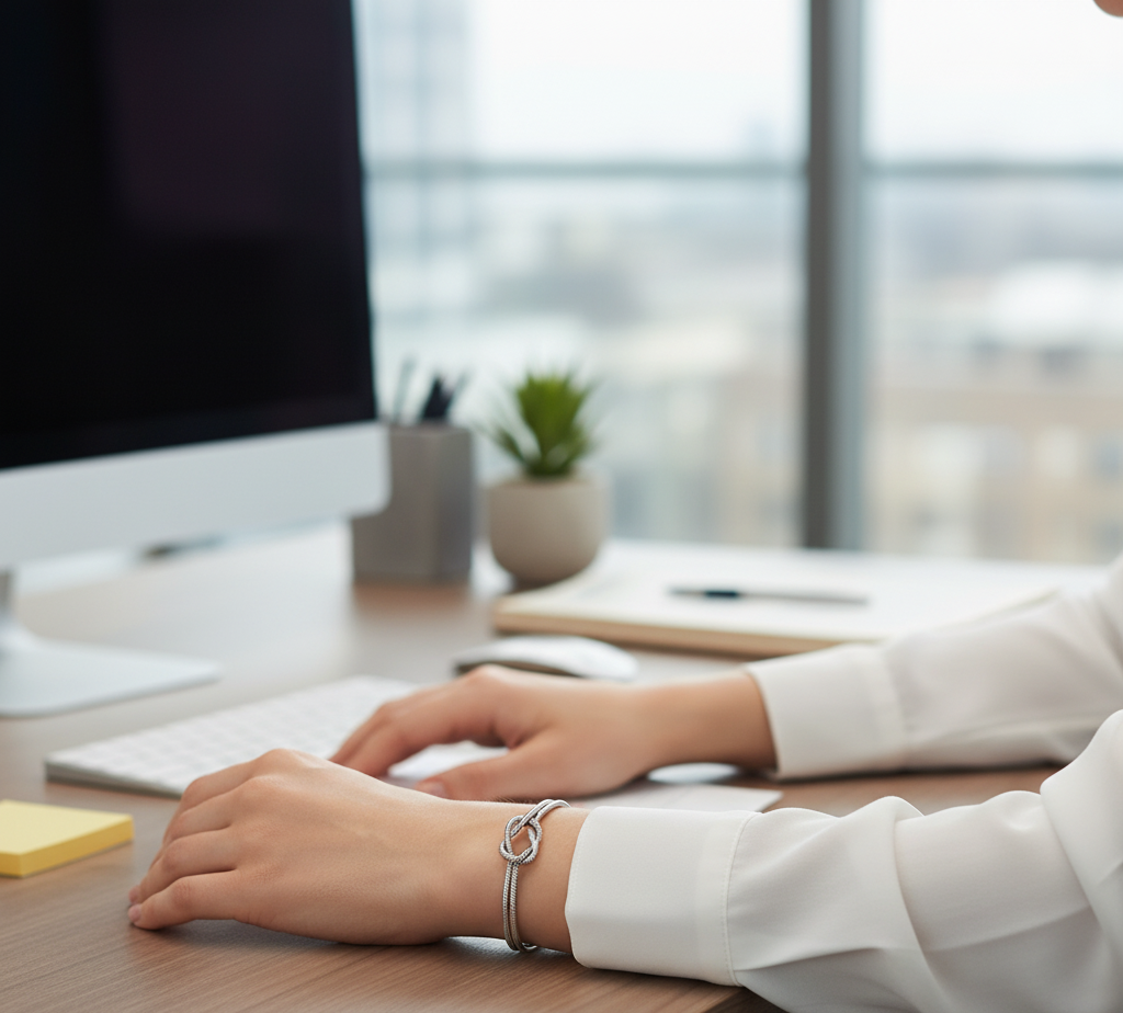 Pulseira em Aço Inoxidável com Nó Elegante