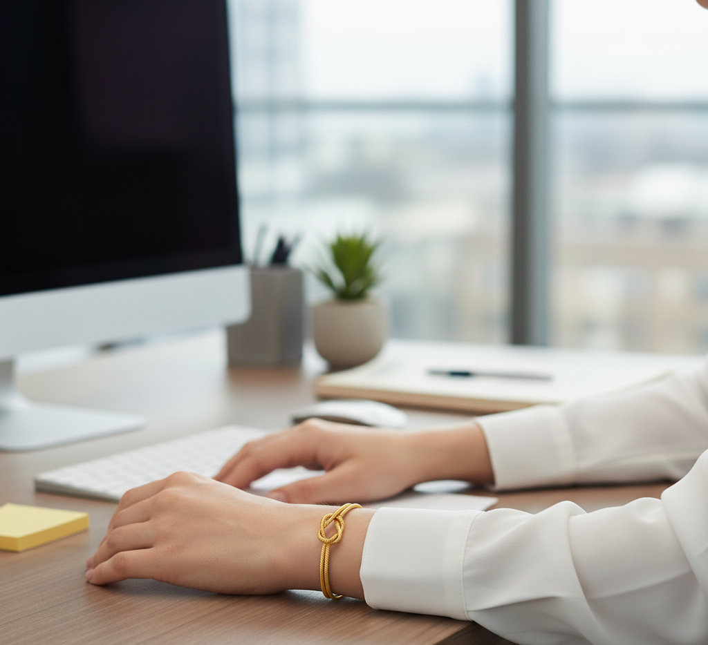 Pulseira em Aço Inoxidável com Nó Elegante