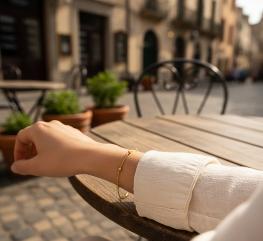 Pulseira em Aço Inoxidável com Esferas