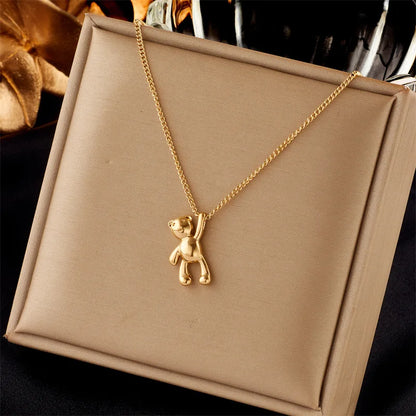 Golden Teddy Bear Necklace