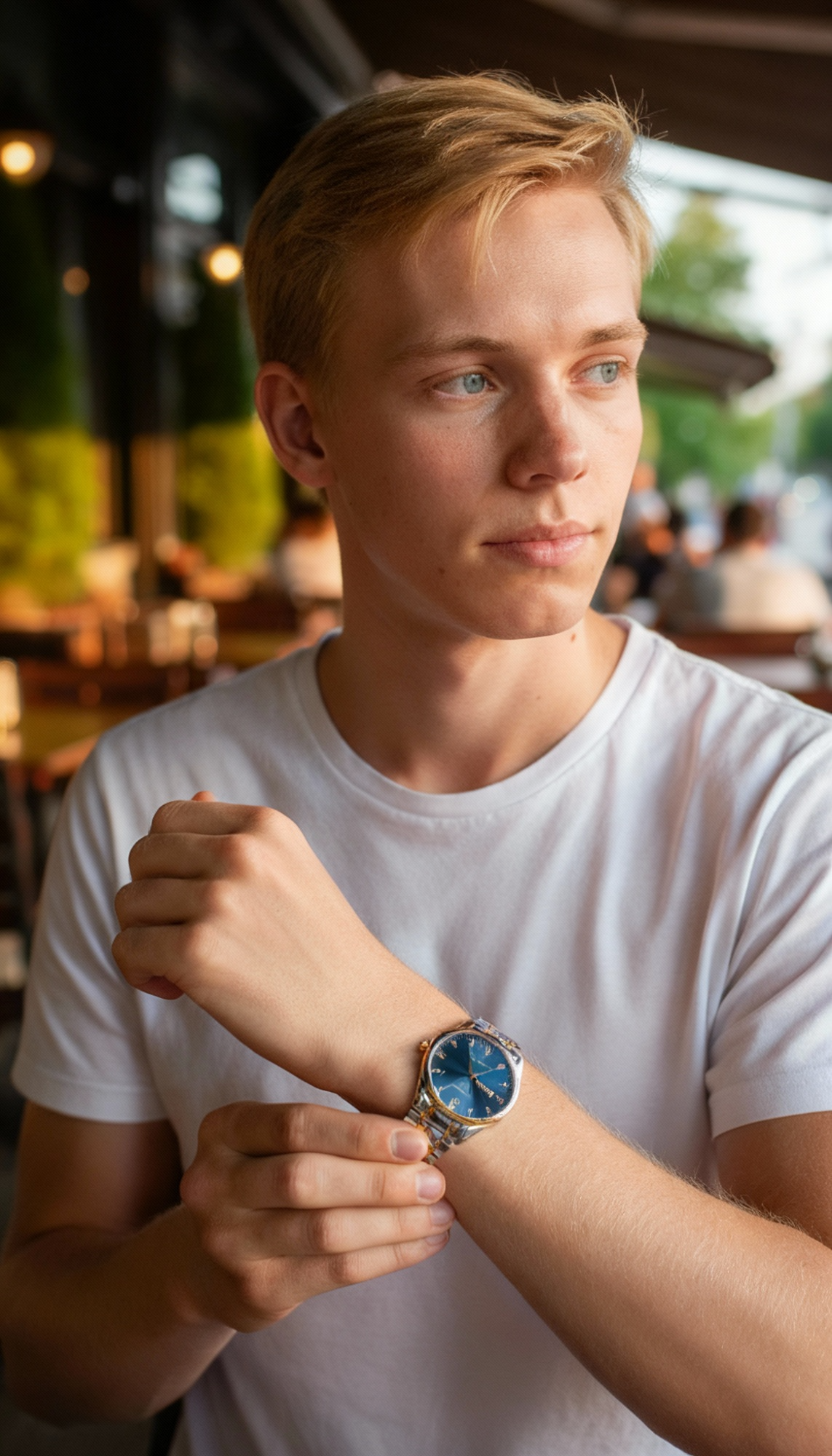 Relógio masculino Prestige em Aço Inoxidável com Mostrador Azul