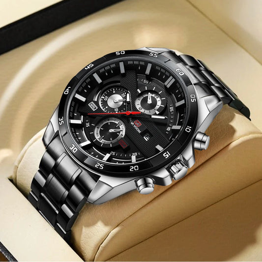 MEN'S SPORTS WATCH – BLACK STAINLESS STEEL